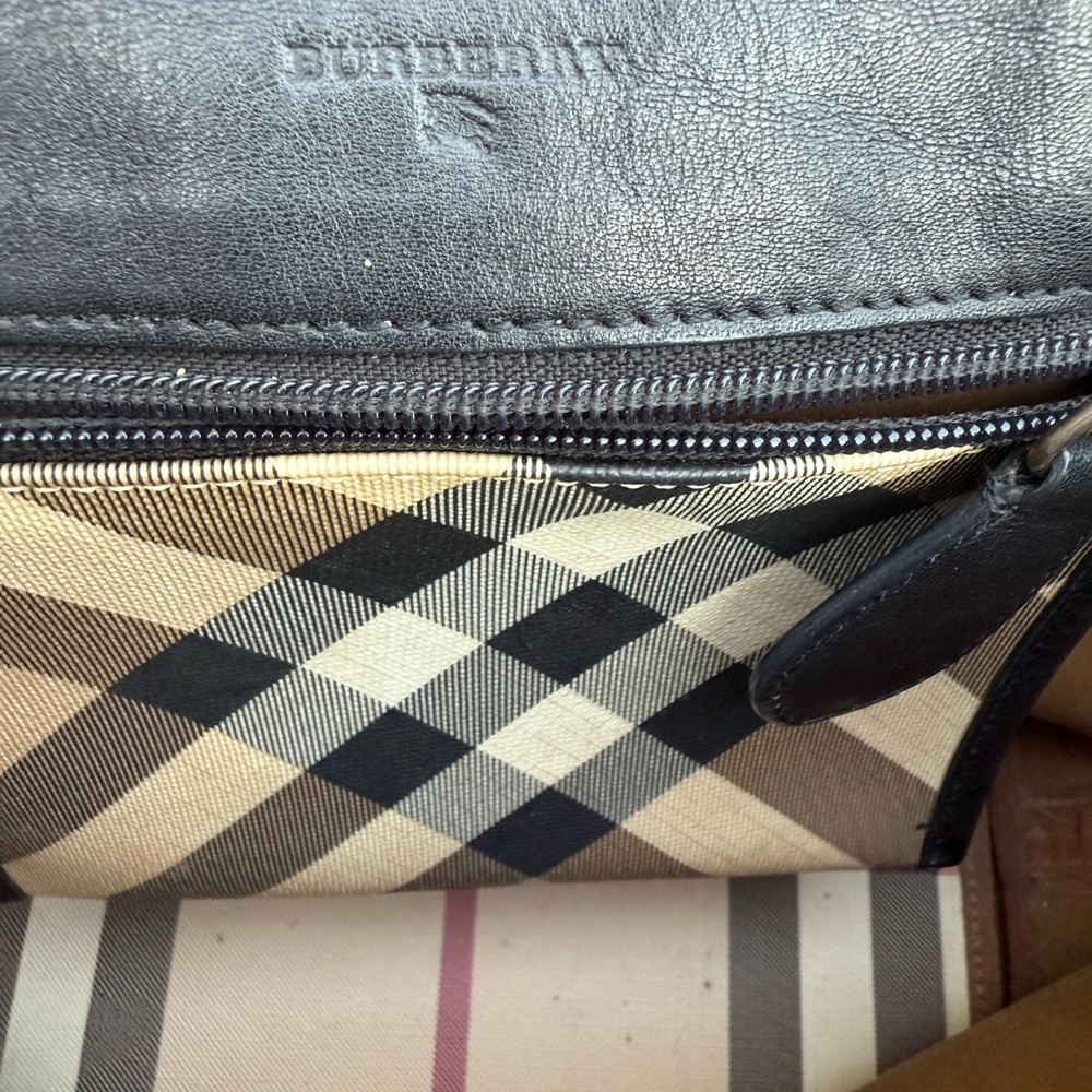 Burberry Classic Check Tote with Burgundy Accents - Picture 14 of 16